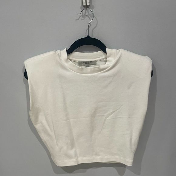All Saints Tops - All Saints White padded shoulder top